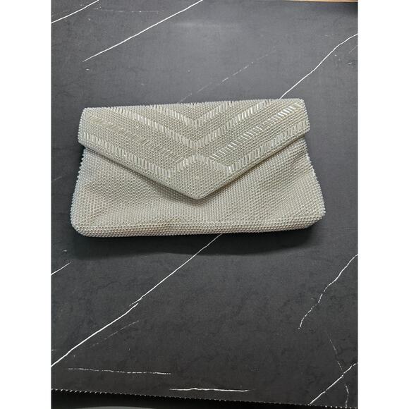 Handbags - Beaded White Envelope Clutch